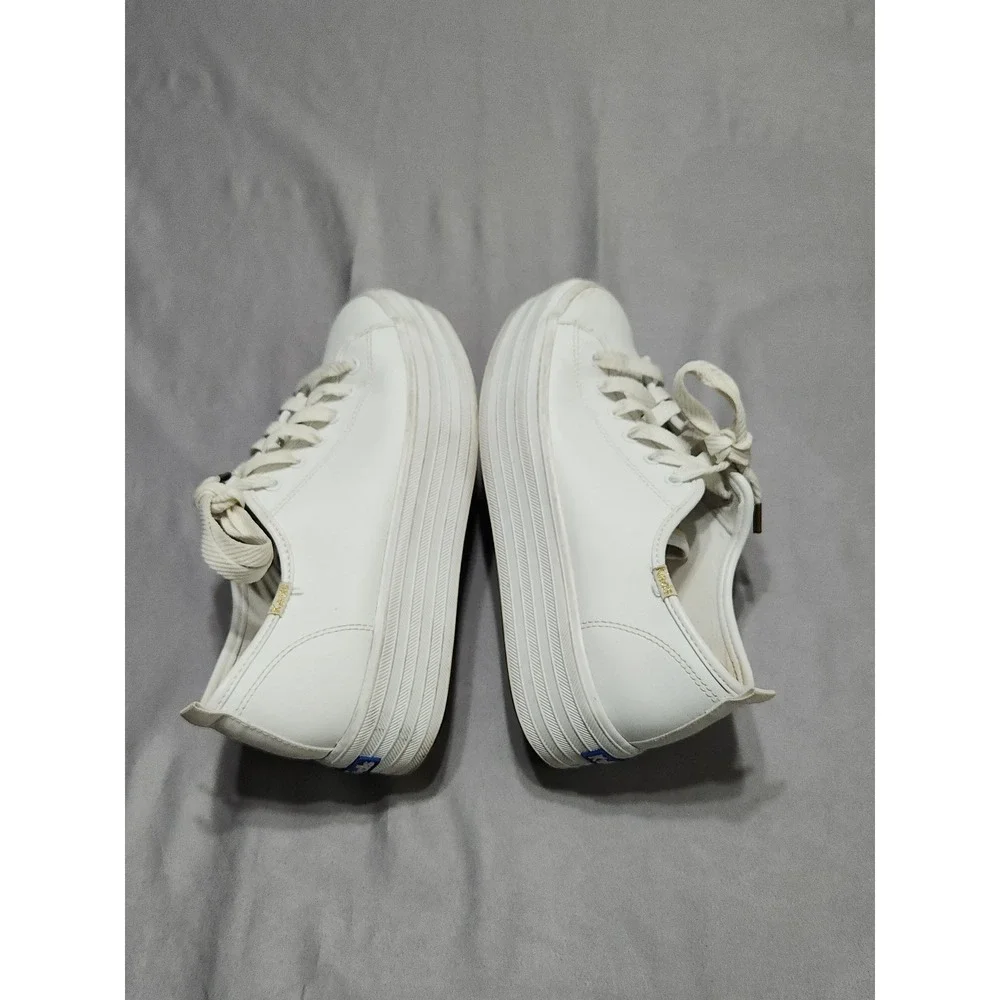 Keds Triple Up White Leather Platform Sneakers Womens 7.5 WH61626 Low Top